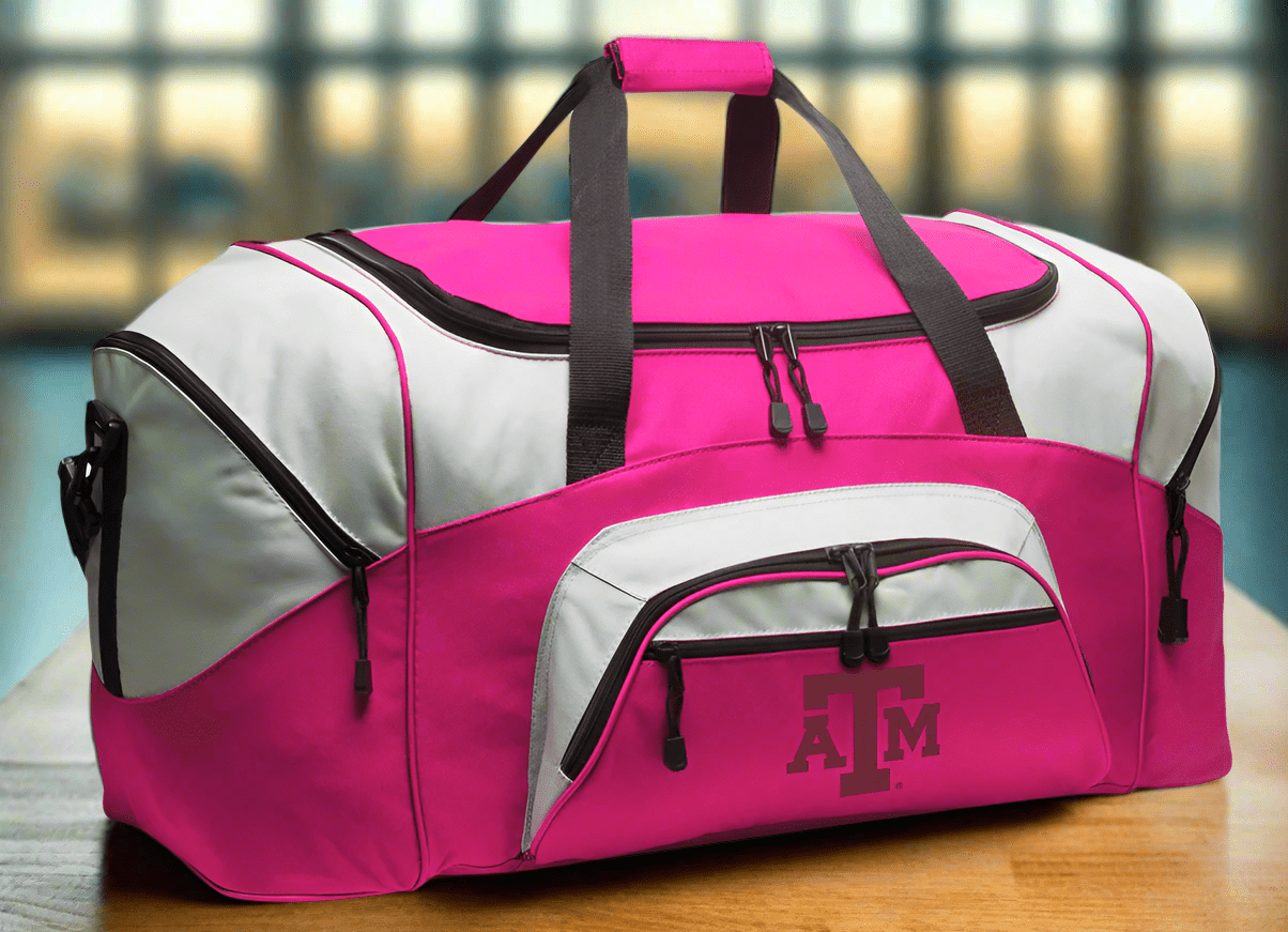 Texas A&M Large Duffel Bag Aggies Suitcase Luggage Bag Pink