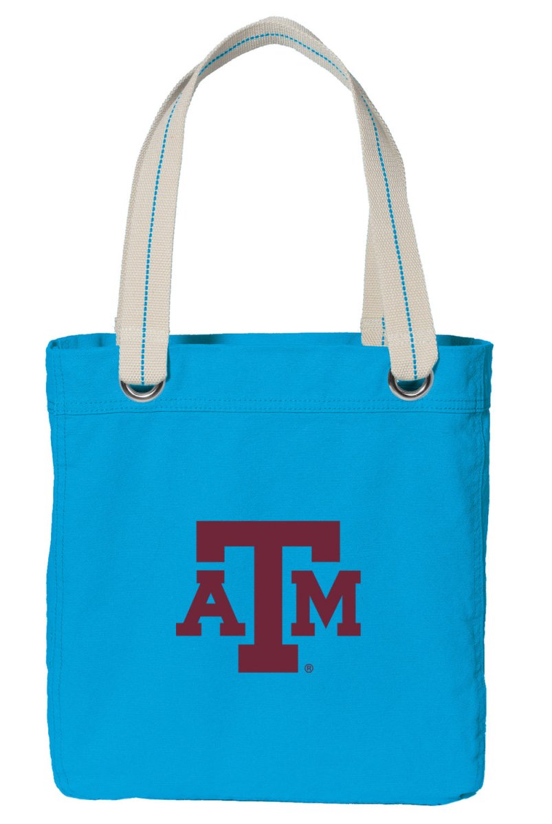 Texas A&M Tote Bag Aggies Deluxe Canvas Shoulder Bag Light Blue