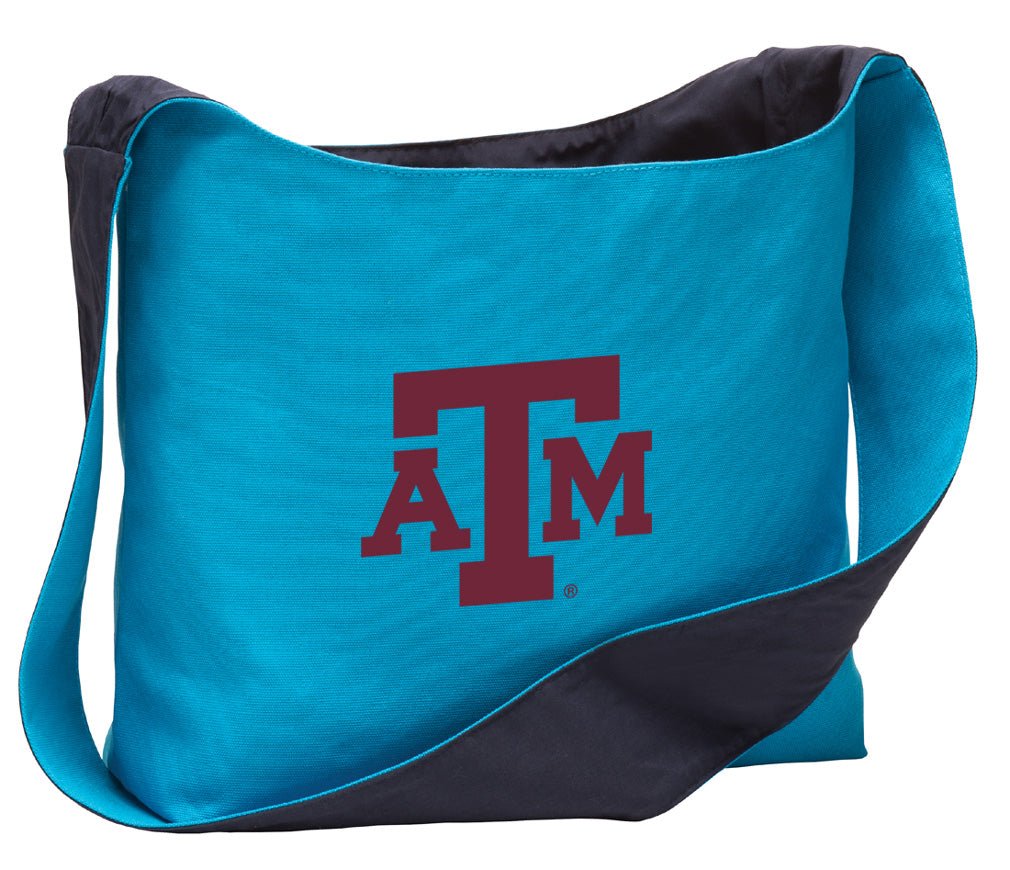 Texas A&M Cross Body Bag Aggies Shoulder Tote Bag - Sling Style Light Blue