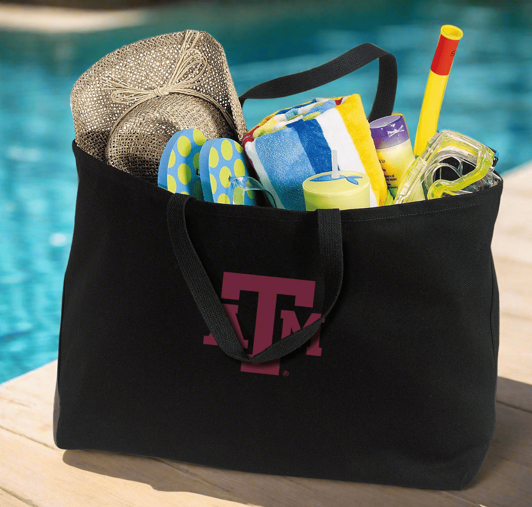 Texas A&M Large Tote Bag Aggies Jumbo Tote for Beach Pool or Travel Black