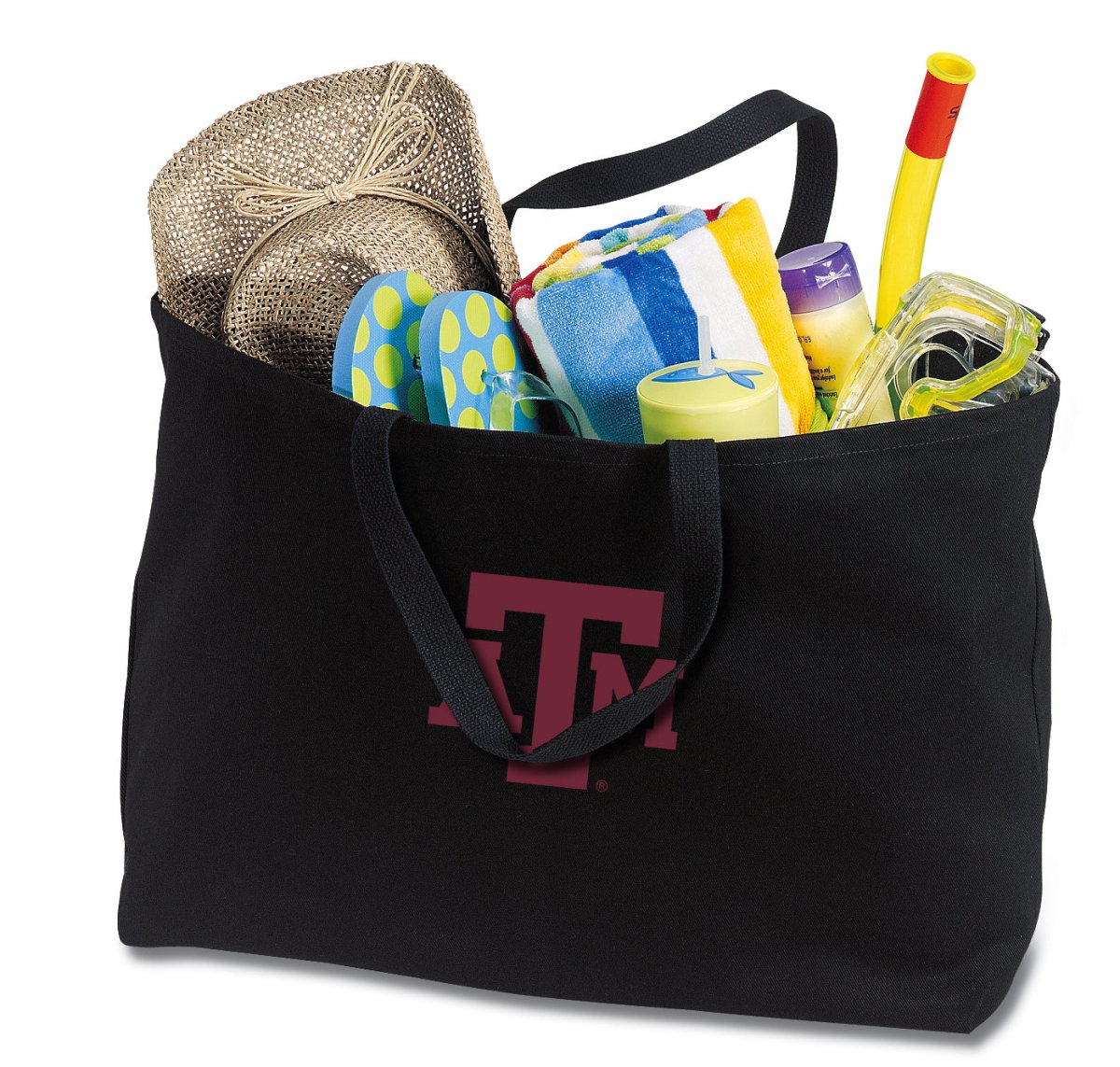 Texas A&M Large Tote Bag Aggies Jumbo Tote for Beach Pool or Travel Black