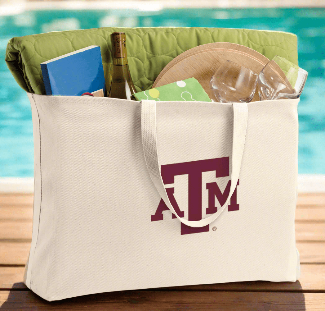 Texas A&M Large Tote Bag Aggies Jumbo Tote for Beach Pool or Travel Tan