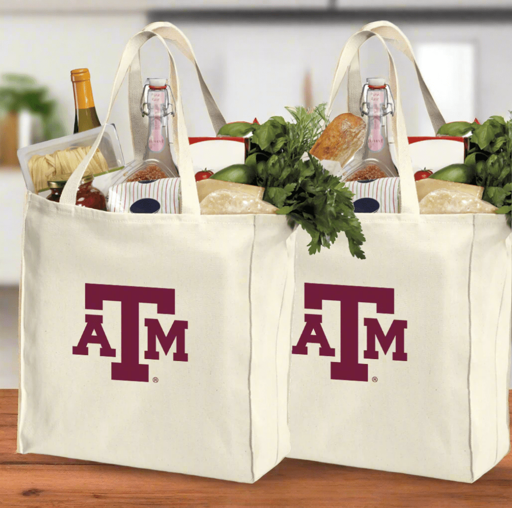Texas A&M Grocery Shopping Bags 2 PC SET Aggies Reusable Cotton Bags