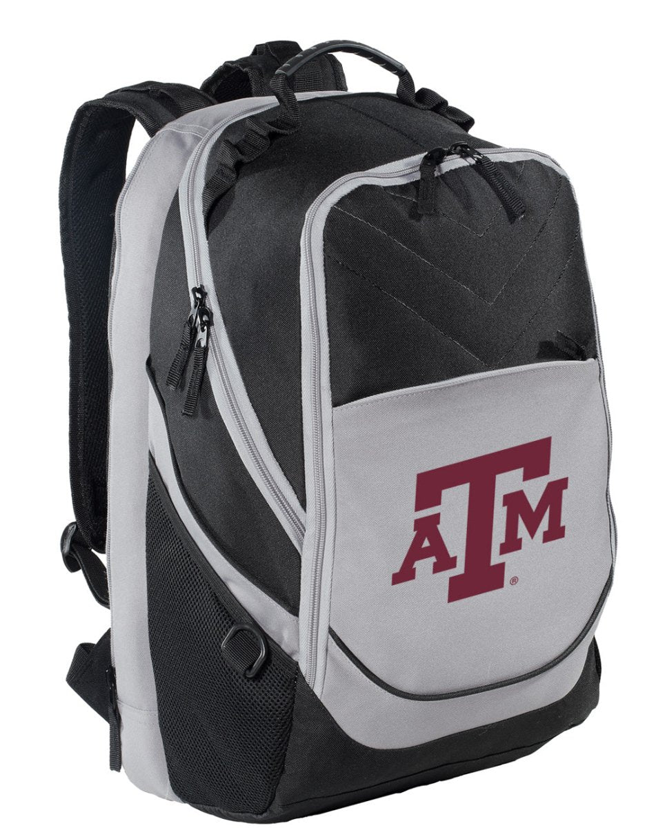 Texas A&M Aggies Laptop Backpack – Official Texas A&M University Bookbag – 17" Laptop Sleeve, NCAA School Gear – 600D Polyester Black and Gray
