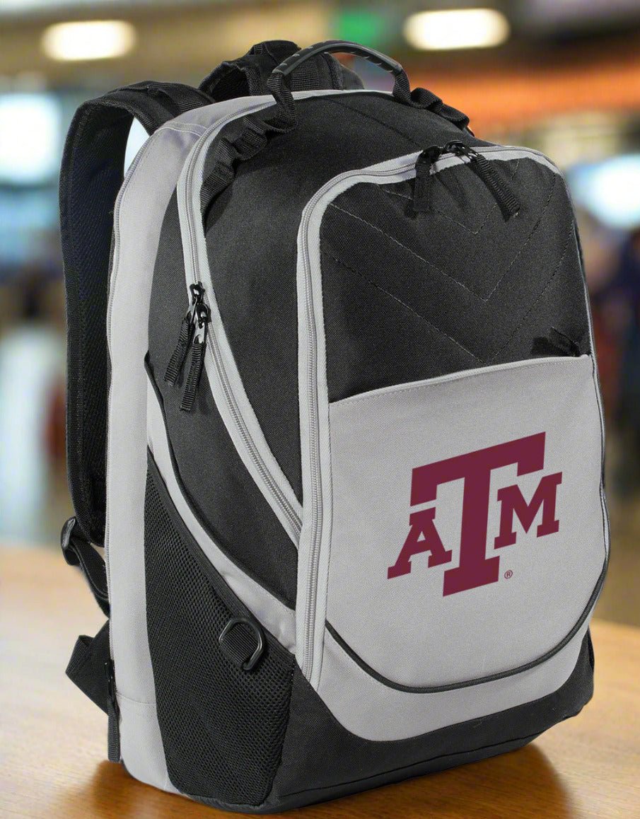 Texas A&M Aggies Laptop Backpack – Official Texas A&M University Bookbag – 17" Laptop Sleeve, NCAA School Gear – 600D Polyester Black and Gray