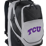 TCU Horned Frogs Laptop Backpack – Official Texas Christian University Bookbag – 17" Laptop Sleeve, NCAA School Gear – 600D Polyester Black and Gray