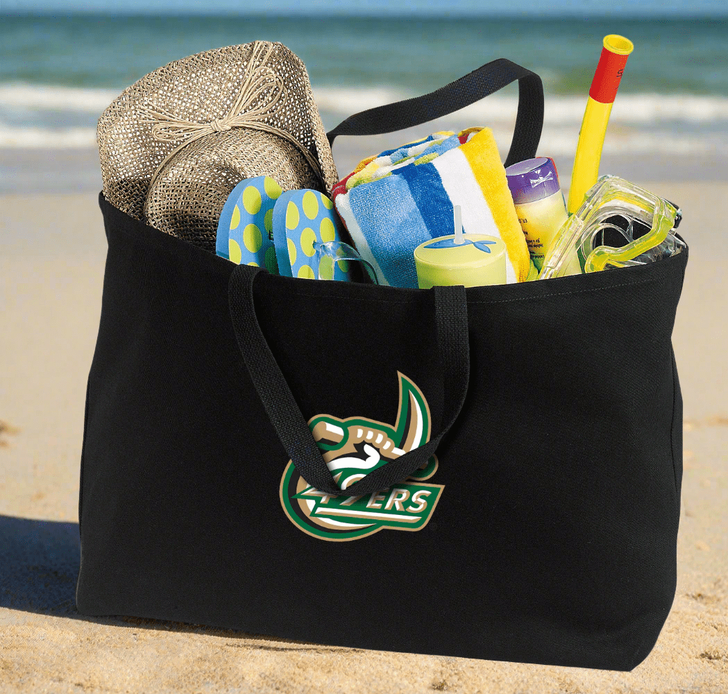 UNC Charlotte Large Tote Bag Charlotte 49ers Jumbo Tote for Beach Pool or Travel Black