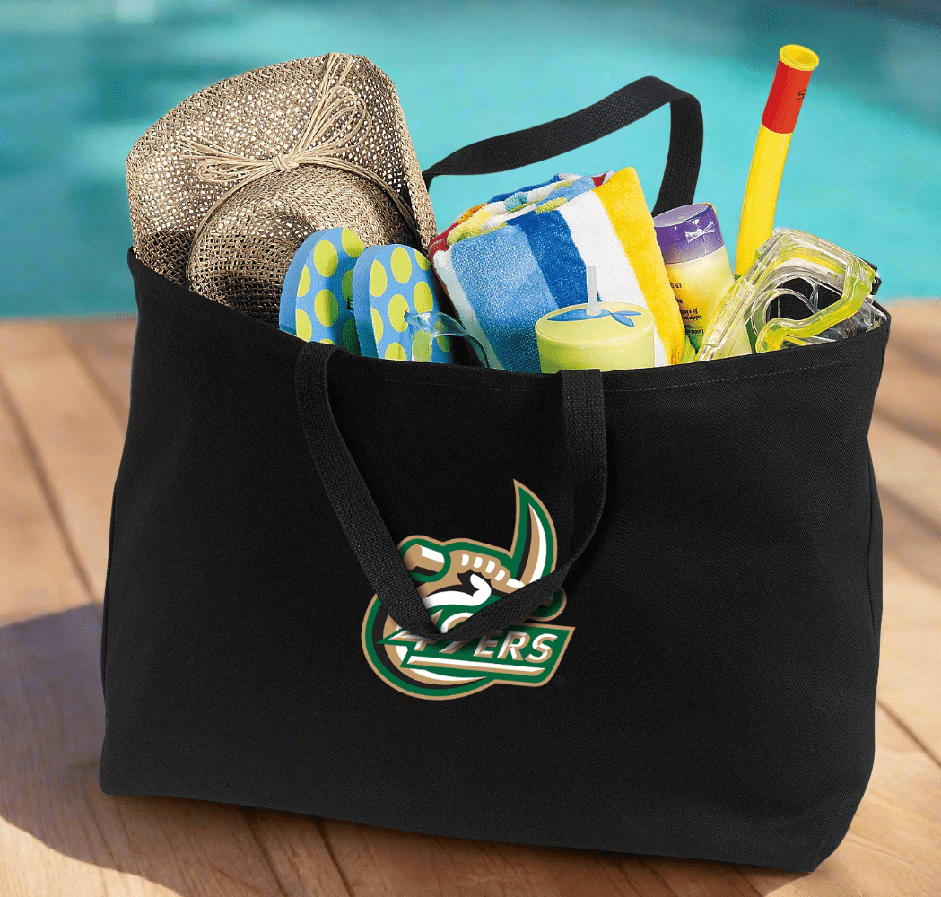 UNC Charlotte Large Tote Bag Charlotte 49ers Jumbo Tote for Beach Pool or Travel Black