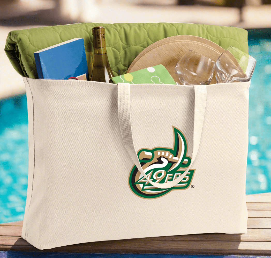 UNC Charlotte Large Tote Bag Charlotte 49ers Jumbo Tote for Beach Pool or Travel Tan