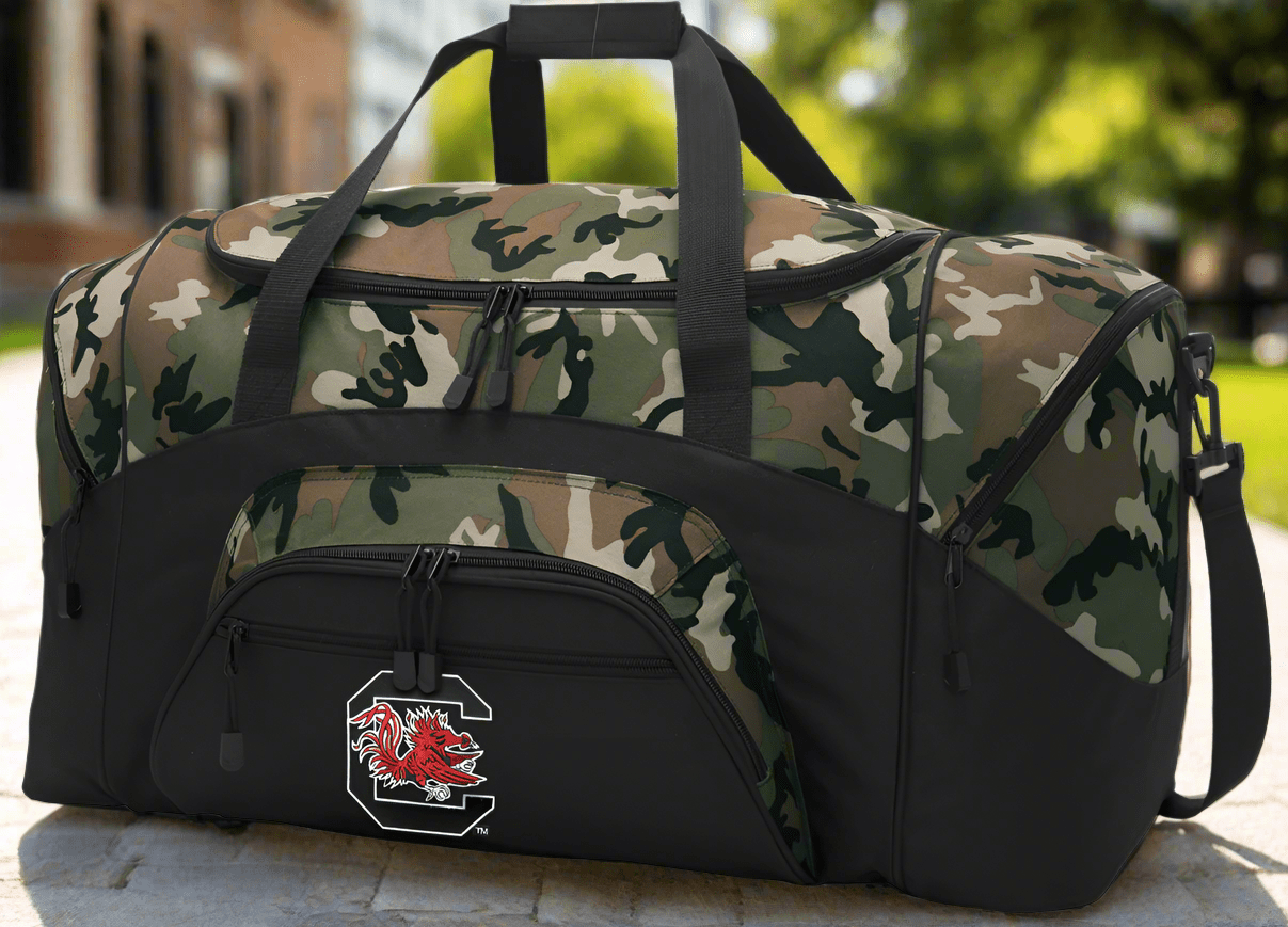 South Carolina Camo Duffel Bag – Official Gamecocks Travel, Gym & Sports Bag with Shoulder Strap – 600D Polyester