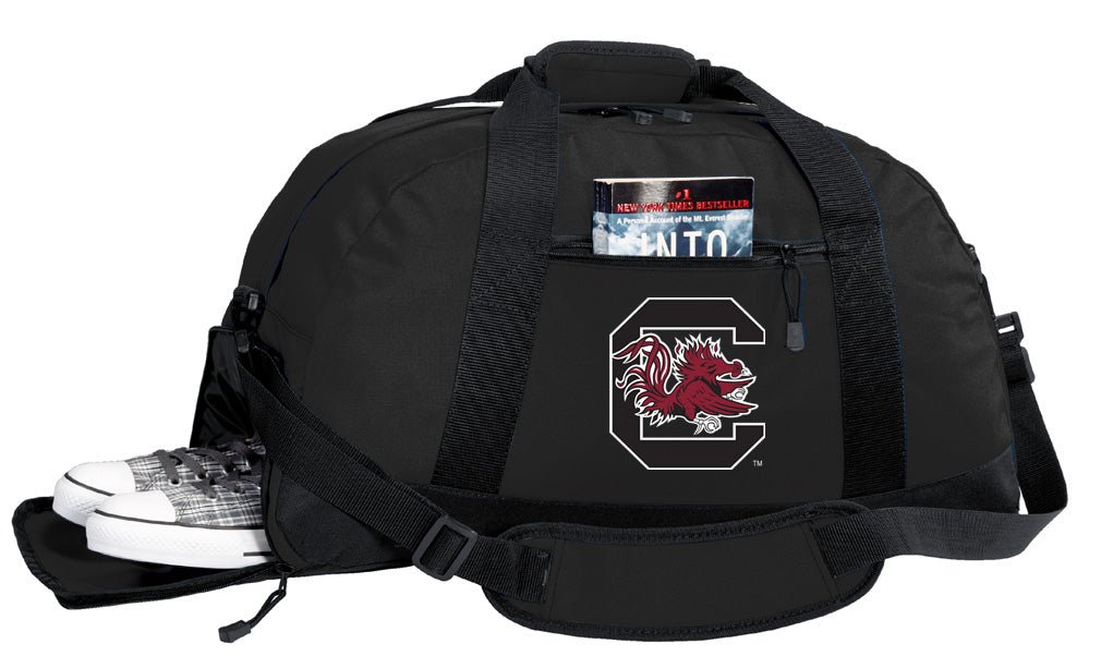 University of South Carolina Duffel Bag USC Gamecocks Gym or Sports Bag with Shoe Pocket Black