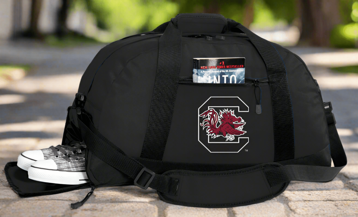 University of South Carolina Duffel Bag USC Gamecocks Gym or Sports Bag with Shoe Pocket Black