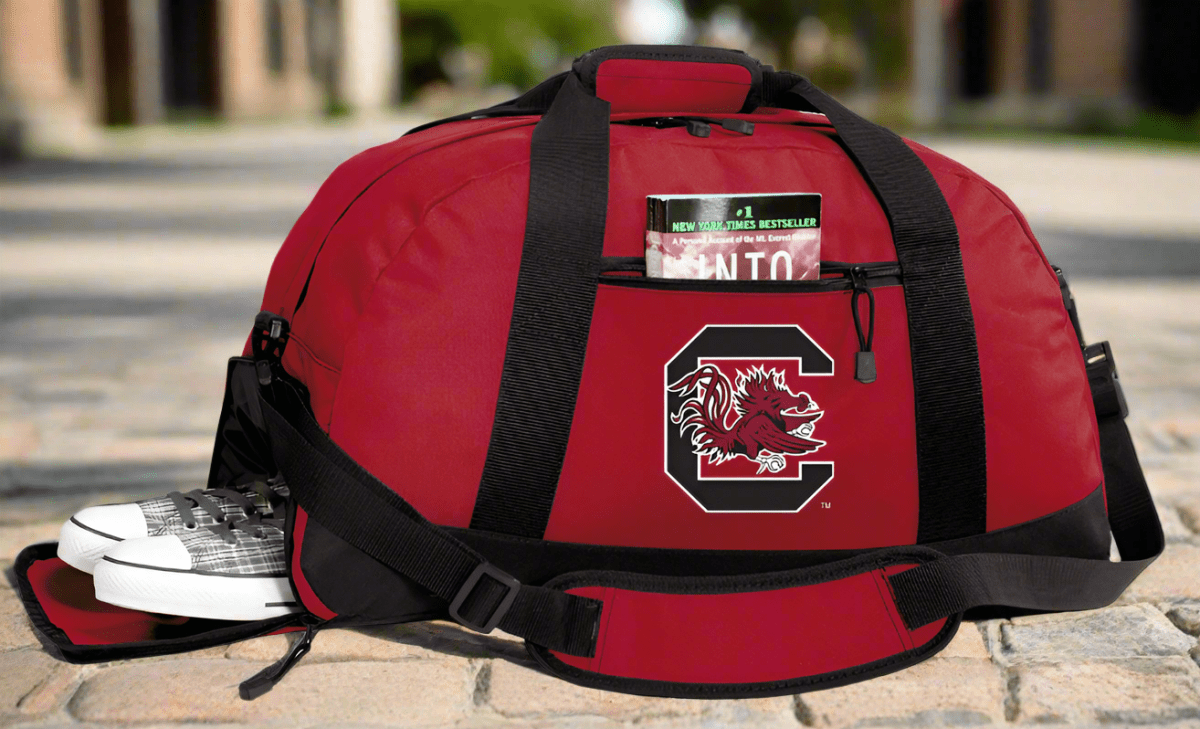University of South Carolina Duffel Bag USC Gamecocks Gym or Sports Bag with Shoe Pocket Red