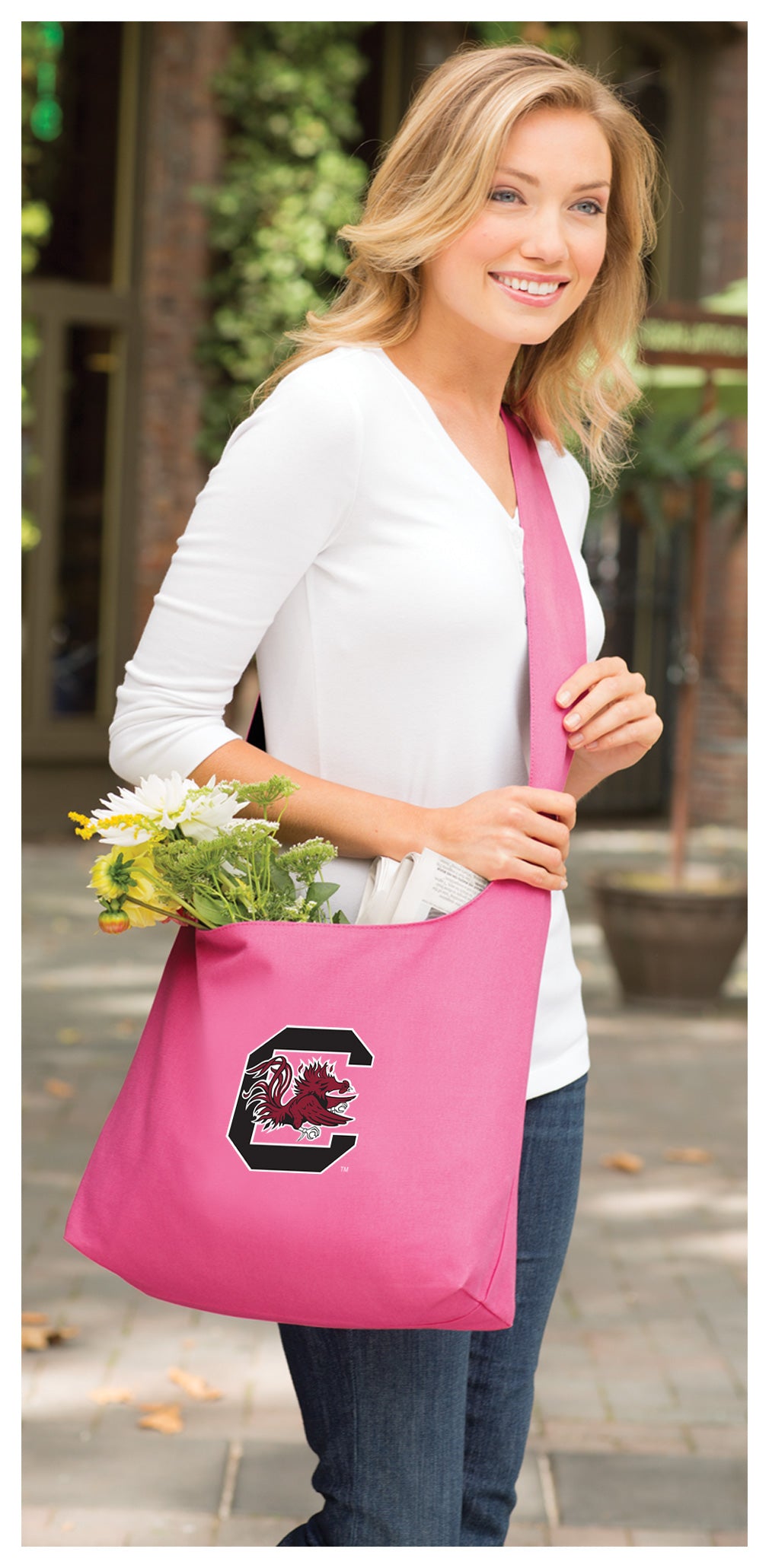 University of South Carolina Cross Body Bag USC Gamecocks Shoulder Tote Bag - Sling Style Pink
