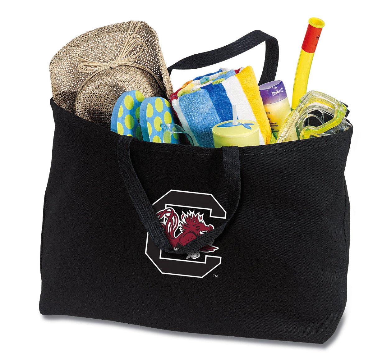 University of South Carolina Large Tote Bag USC Gamecocks Jumbo Tote for Beach Pool or Travel Black