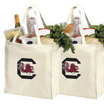 University of South Carolina Grocery Shopping Bags 2 PC SET USC Gamecocks Reusable Cotton Bags
