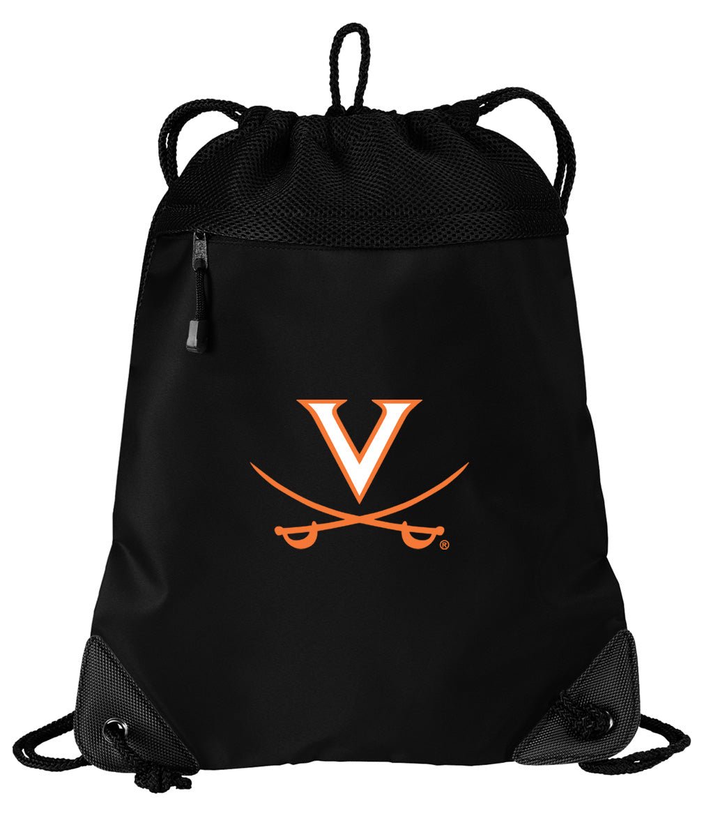 UVA Drawstring Backpack University of Virginia Cinch Pack - Mesh & Microfiber Black