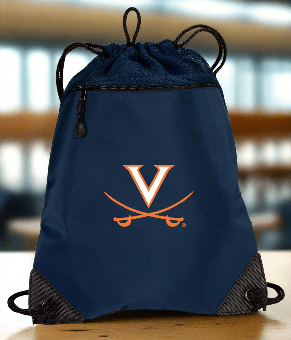 UVA Drawstring Backpack University of Virginia Cinch Pack - Mesh & Microfiber Navy