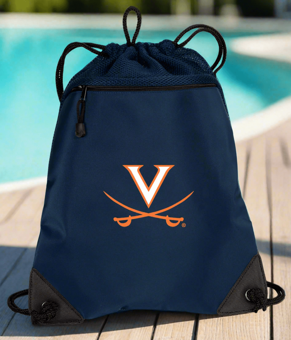 UVA Drawstring Backpack University of Virginia Cinch Pack - Mesh & Microfiber Navy