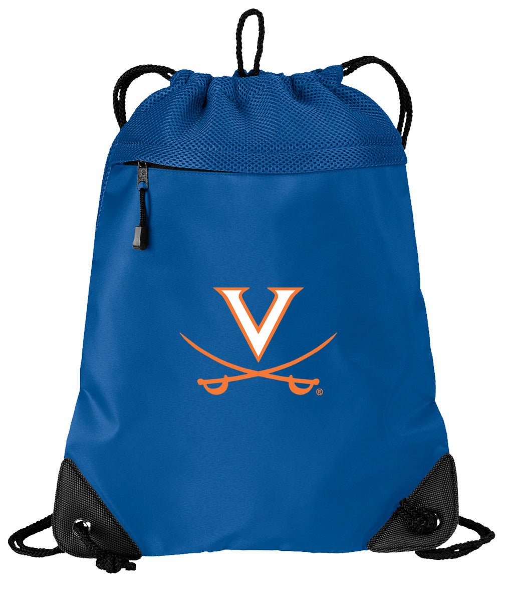 UVA Drawstring Backpack University of Virginia Cinch Pack - Mesh & Microfiber Blue