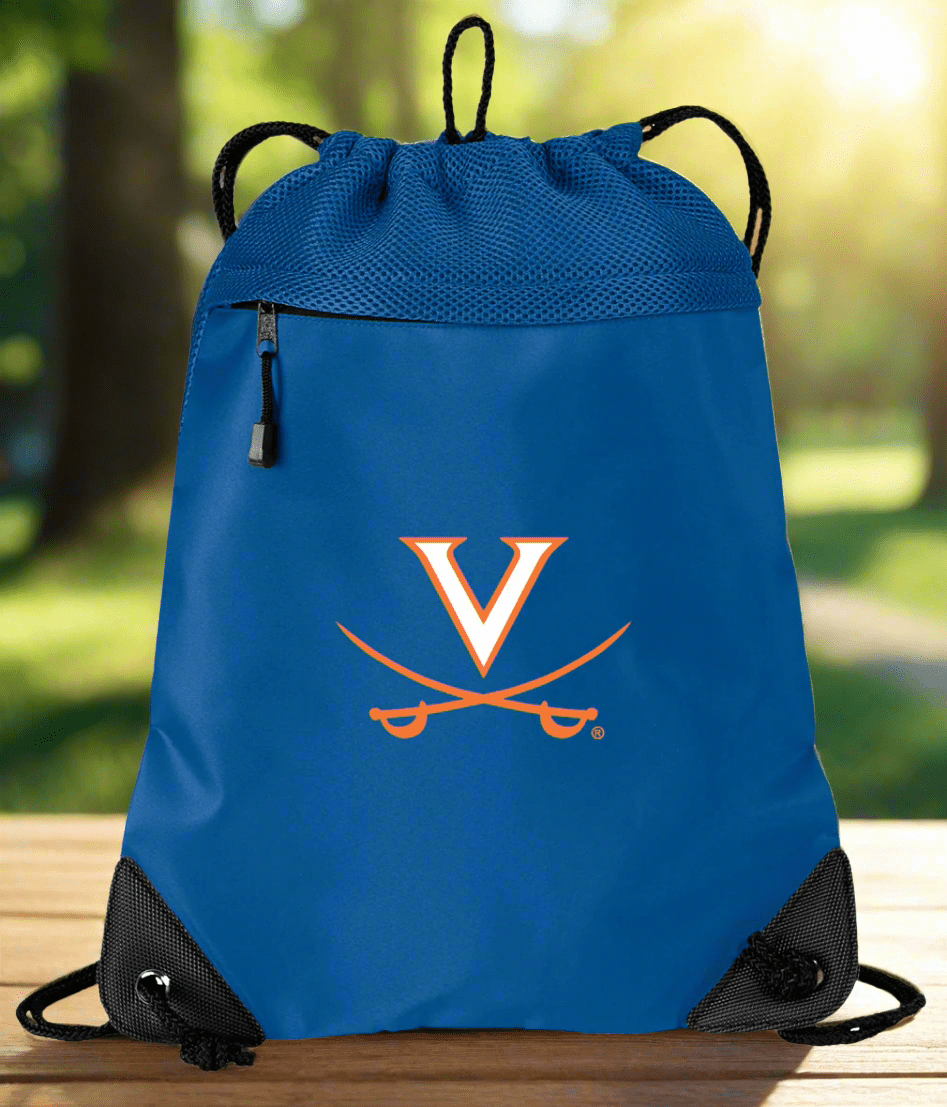 UVA Drawstring Backpack University of Virginia Cinch Pack - Mesh & Microfiber Blue