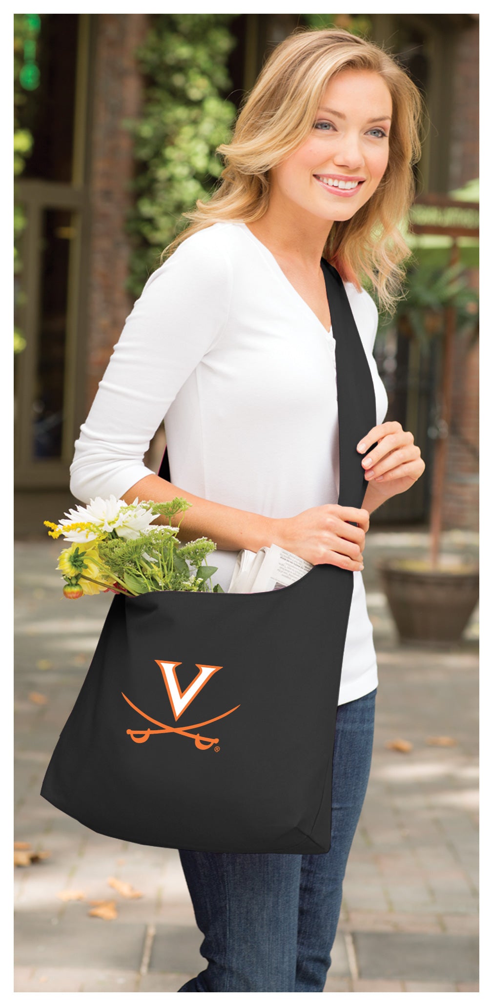 UVA Cross Body Bag University of Virginia Shoulder Tote Bag - Sling Style Black