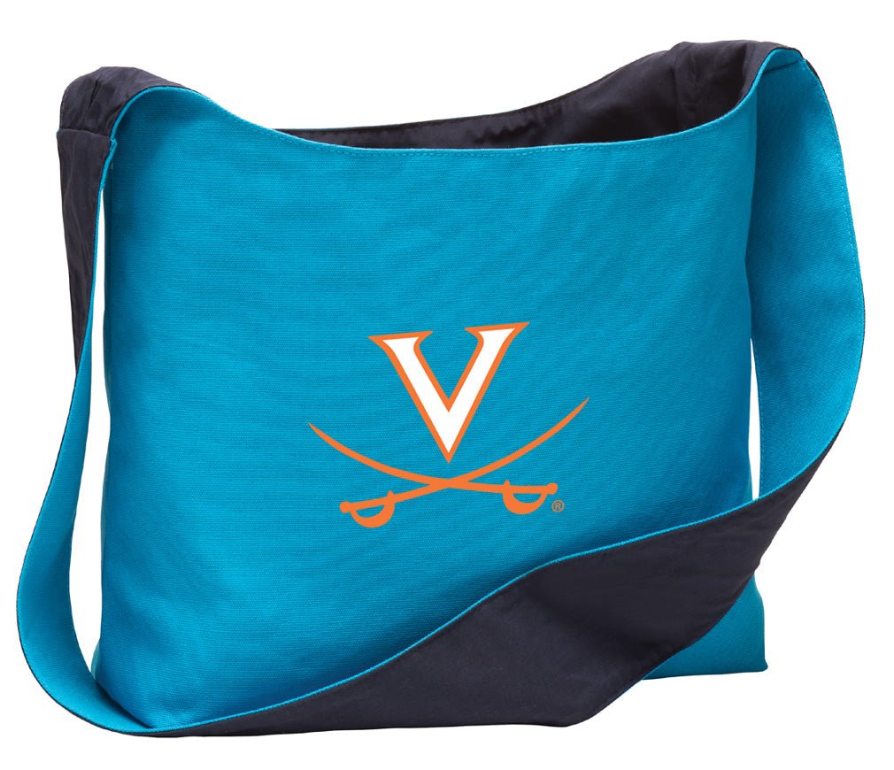 UVA Cross Body Bag University of Virginia Shoulder Tote Bag - Sling Style Light Blue