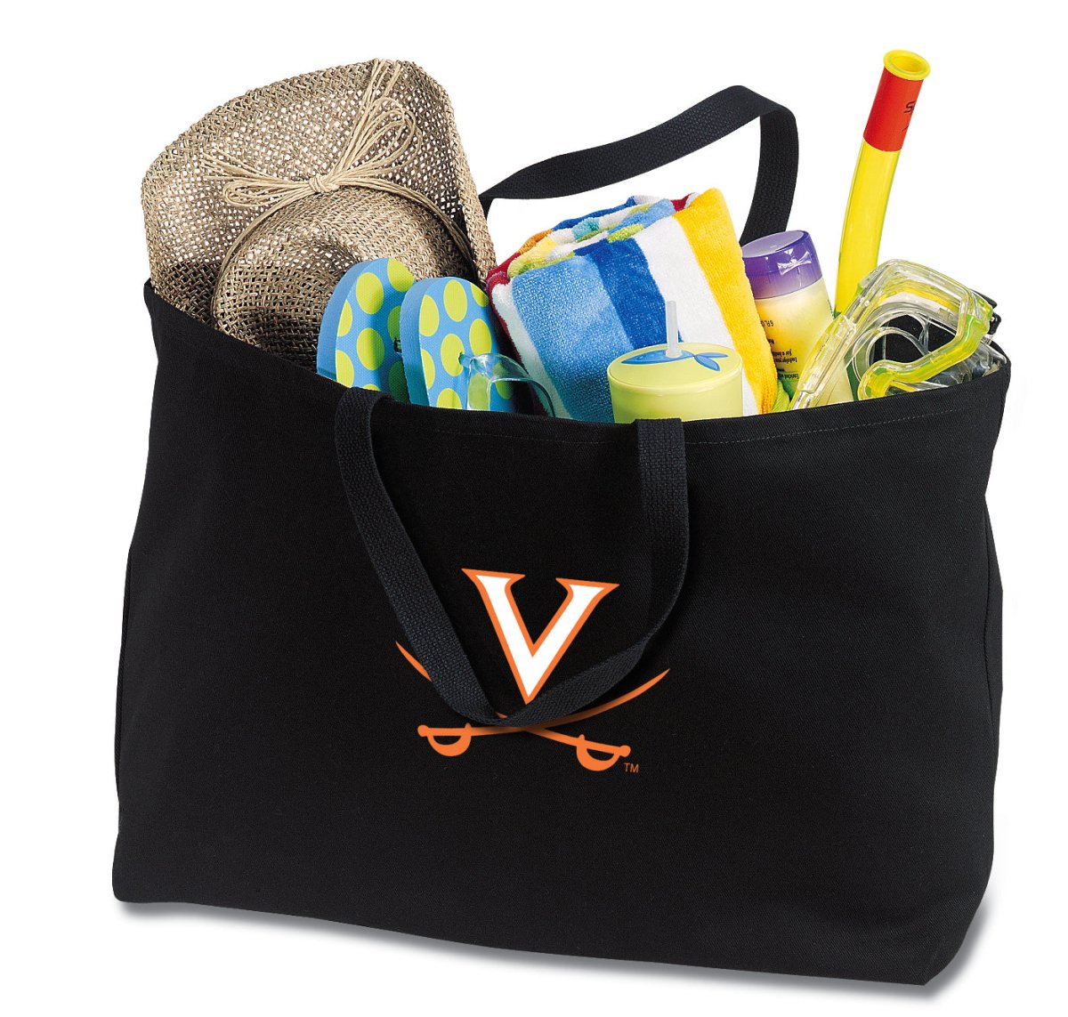 UVA Large Tote Bag University of Virginia Jumbo Tote for Beach Pool or Travel Black