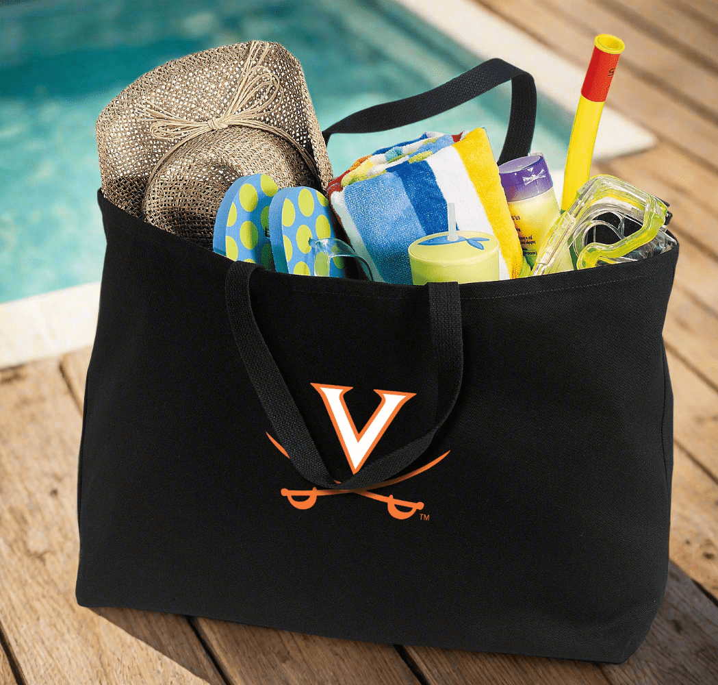 UVA Large Tote Bag University of Virginia Jumbo Tote for Beach Pool or Travel Tan