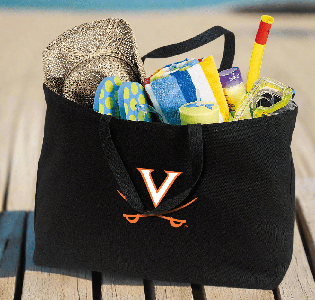 UVA Large Tote Bag University of Virginia Jumbo Tote for Beach Pool or Travel Tan