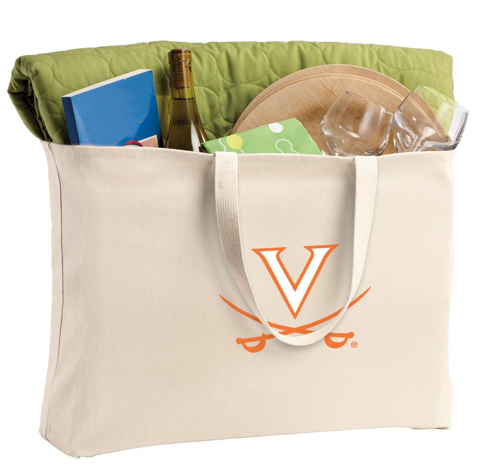 UVA Large Tote Bag University of Virginia Jumbo Tote for Beach Pool or Travel Tan