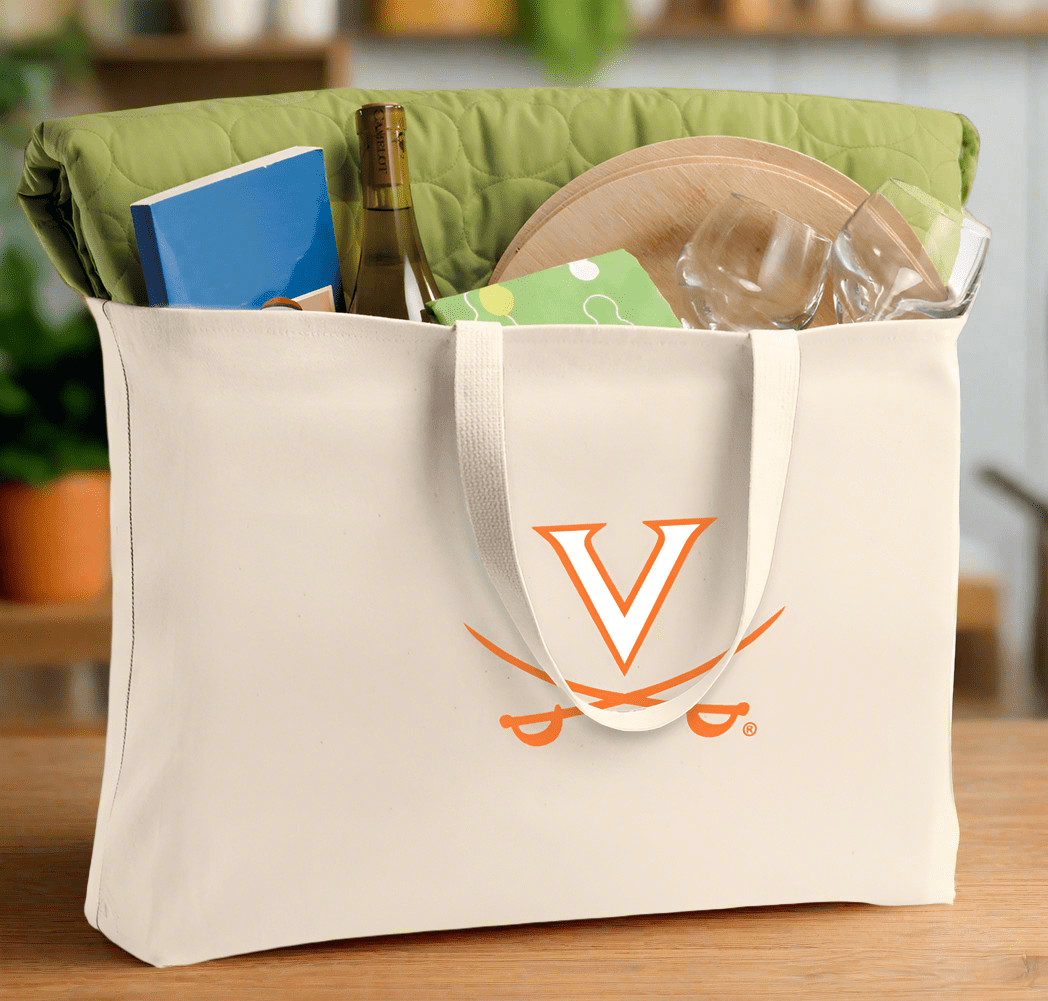UVA Large Tote Bag University of Virginia Jumbo Tote for Beach Pool or Travel Tan