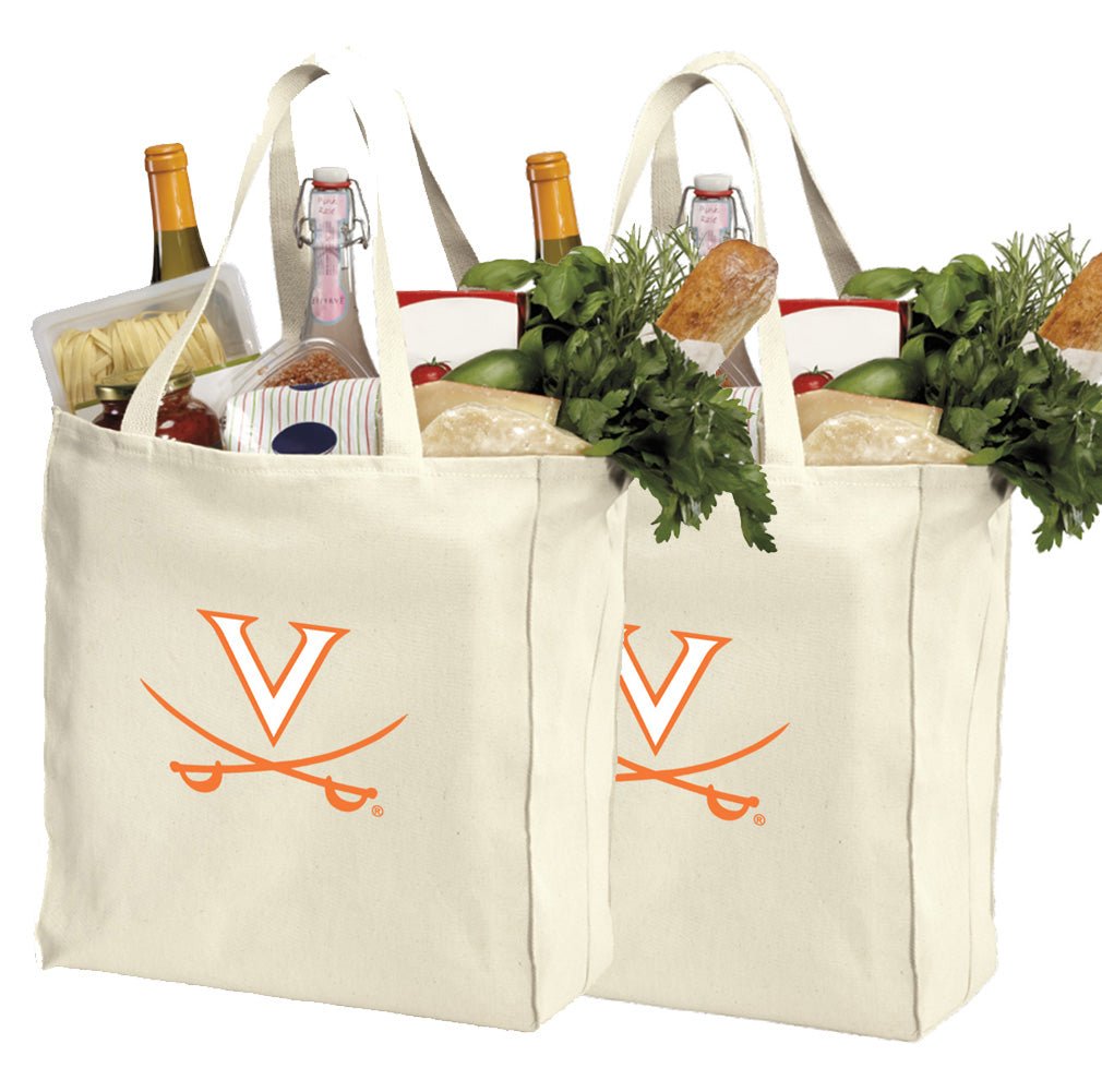 UVA Grocery Shopping Bags 2 PC SET University of Virginia Reusable Cotton Bags