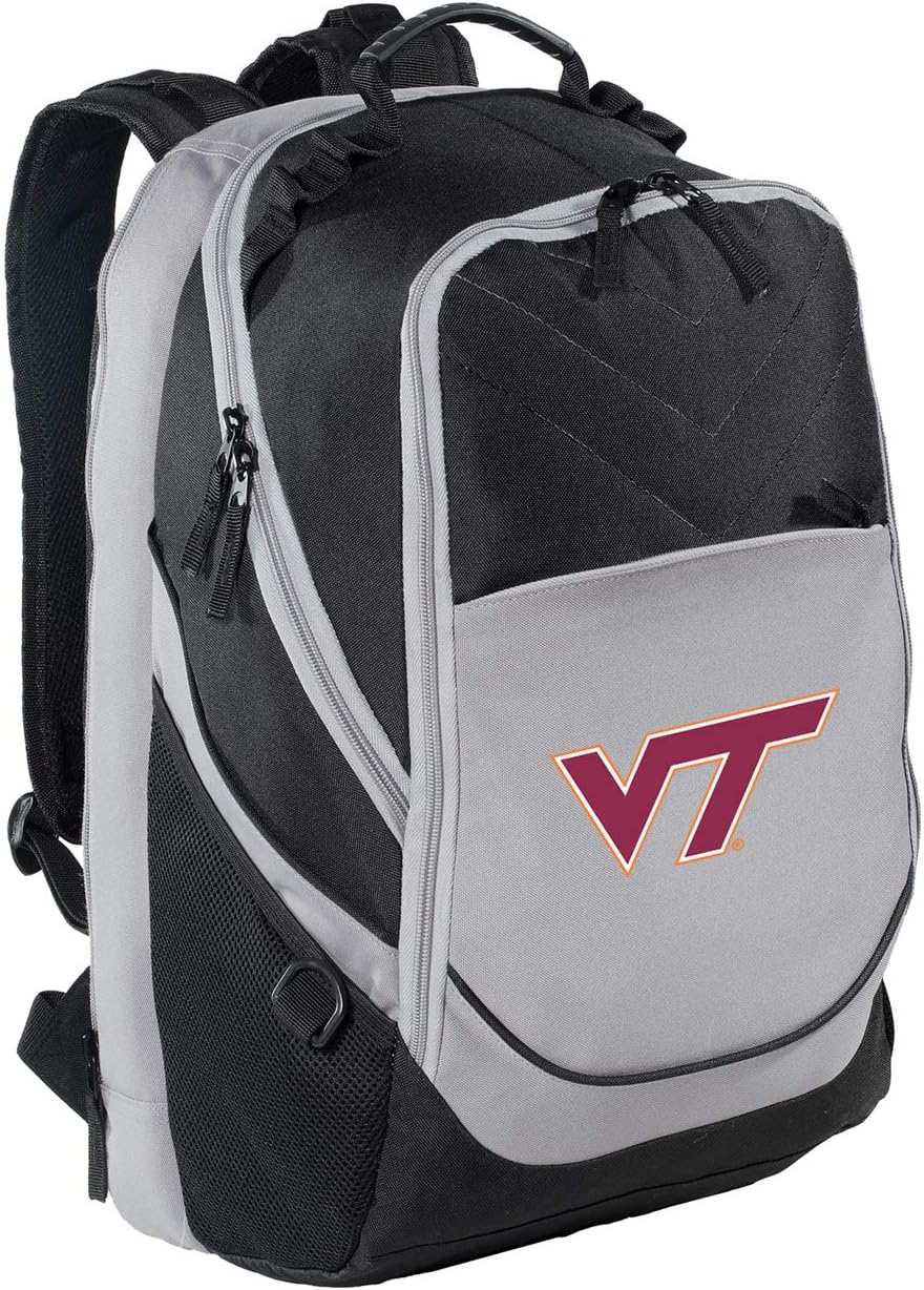 Virginia Tech Hokies Laptop Backpack – Official VT Bookbag – 17" Laptop Sleeve, NCAA School Gear – 600D Polyester Black and Gray