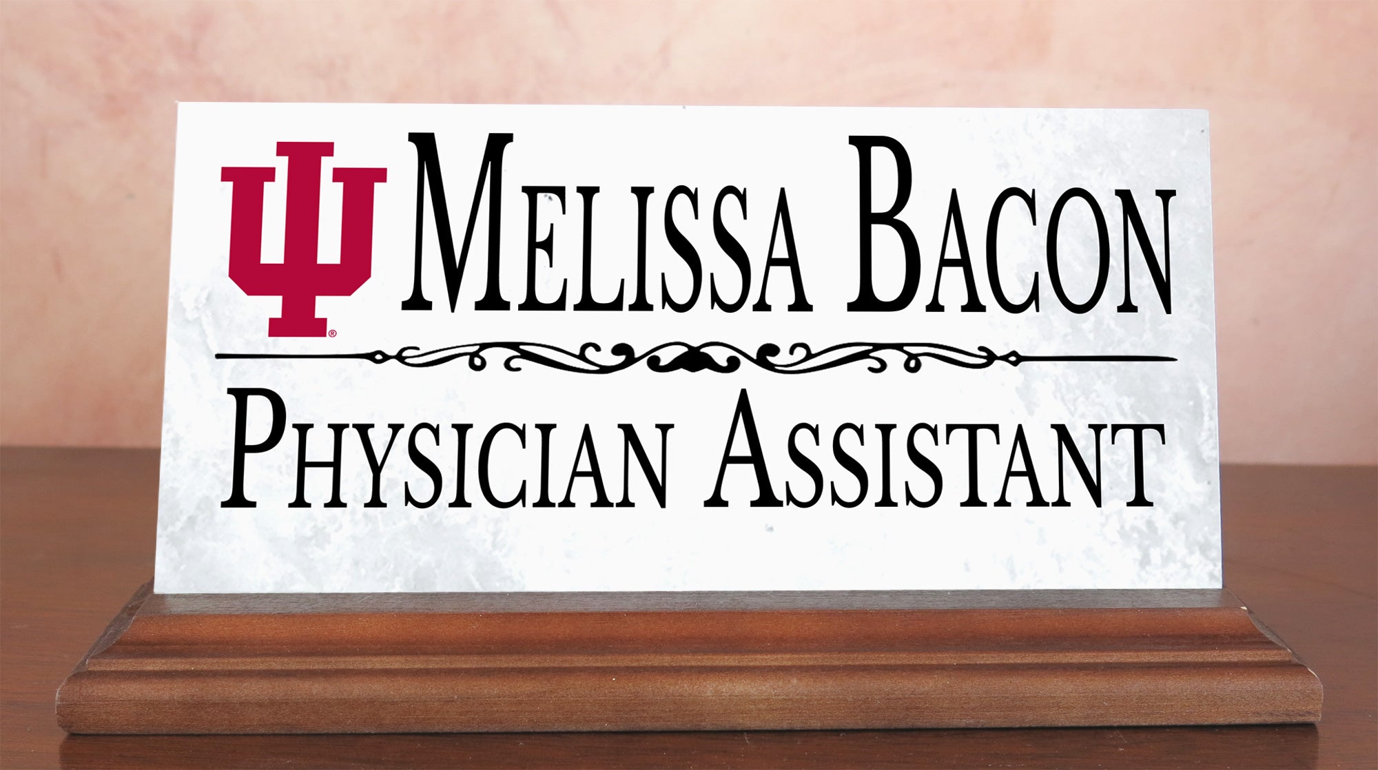 Indiana University Nameplate for Desk or Shelf for IU Alumni, or IU Graduation Gift