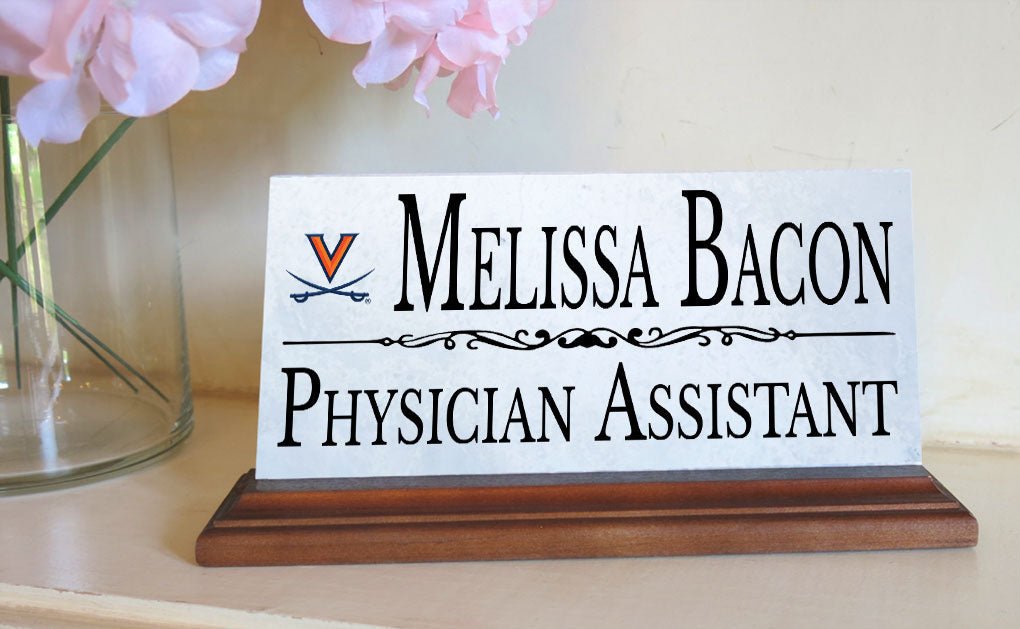 UVA Nameplate for Desk University of Virginia Alumni, or Graduation Gift UVA Sabers