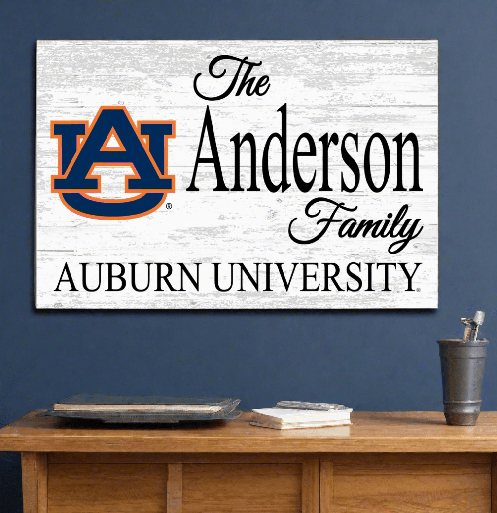 Custom Auburn Family Name Sign – Official Tigers Wall Art | Personalized AU Gift for Grads, Fans & Alumni Auburn Family Name