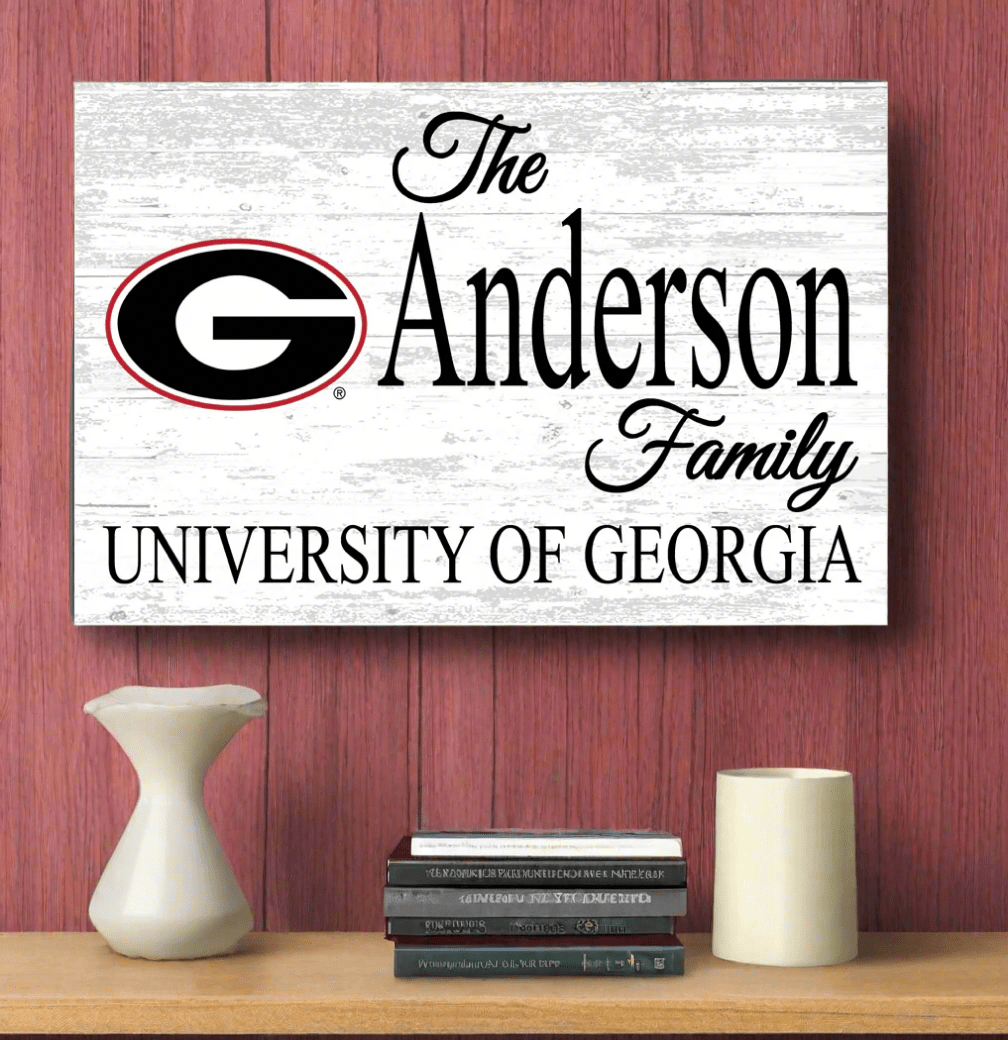 Custom Georgia Bulldogs Family Name Sign – Official UGA Wall Art | Personalized Gift for Fans, Grads & Alumni Geargia Family Name Sign