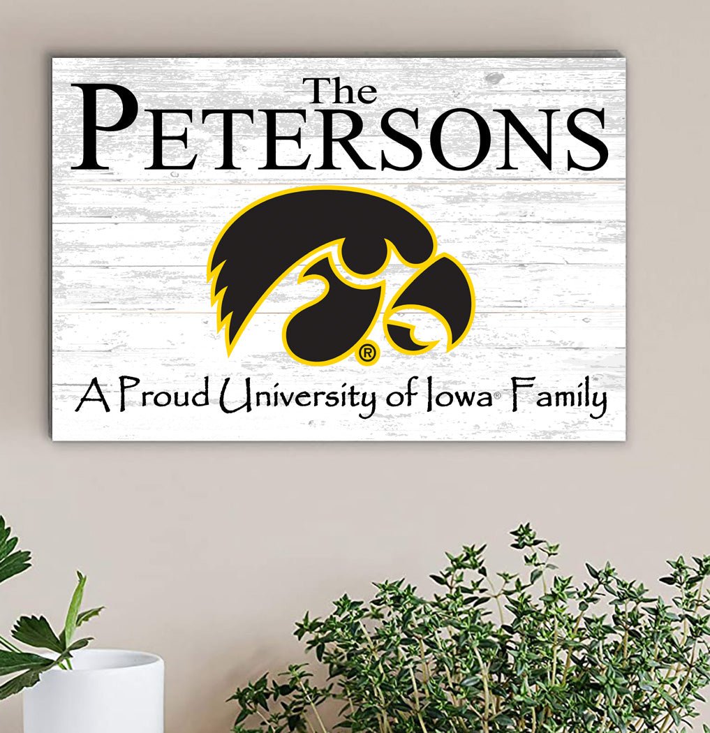 Custom University of Iowa Family Name Sign β Official Hawkeyes Wall Art | Personalized Gift for Alumni, Grads & Fans Proud Iowa Family