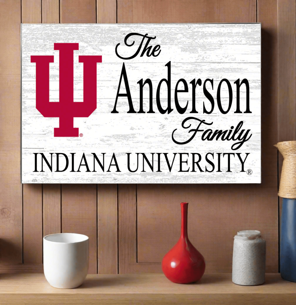 Custom Indiana University Family Name Sign – Official Hoosiers Wall Art | Personalized Gift for IU Alumni & Fans Family Name