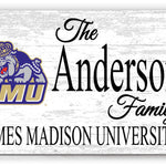 JMU Family Name Sign for James Madison Alumni, Fans or Graduation Family Name