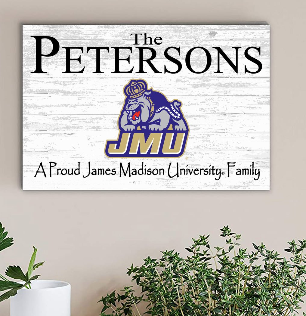 JMU Family Name Sign for James Madison Alumni, Fans or Graduation A Proud JMU Family