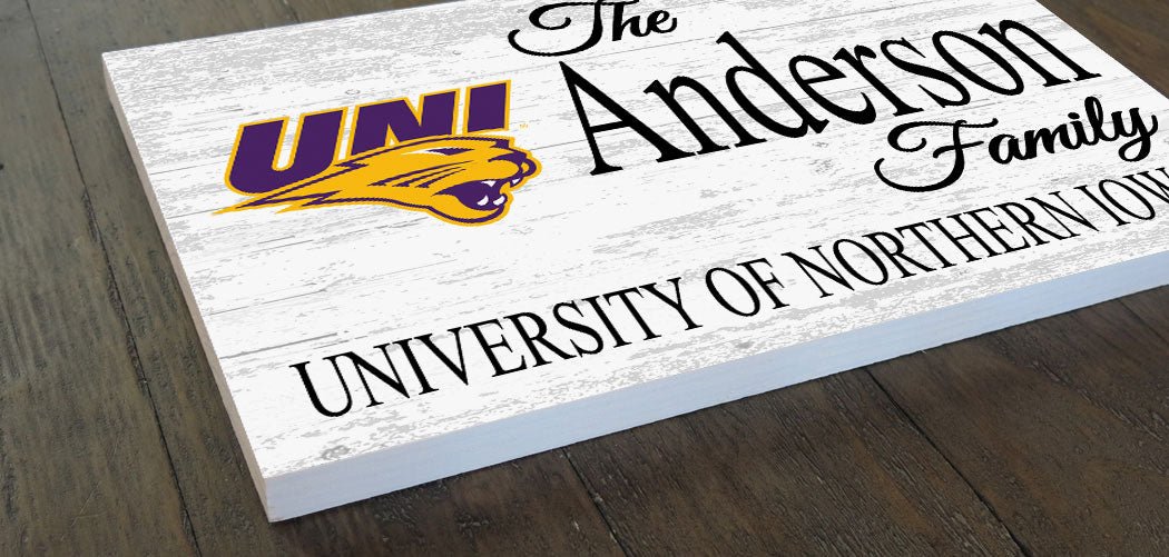 Custom UNI Family Name Sign β Personalized Panthers Wall Art | Official Northern Iowa Gift for Fans, Grads & Alumni Northern Iowa Family Sign