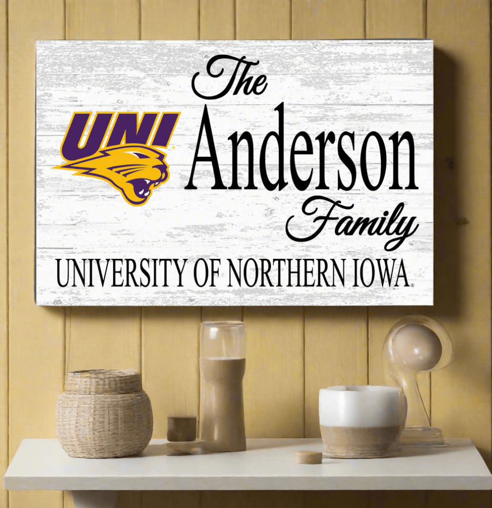 Custom UNI Family Name Sign β Personalized Panthers Wall Art | Official Northern Iowa Gift for Fans, Grads & Alumni Northern Iowa Family Sign