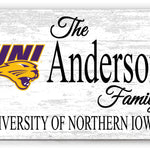 Custom UNI Family Name Sign β Personalized Panthers Wall Art | Official Northern Iowa Gift for Fans, Grads & Alumni Northern Iowa Family Sign