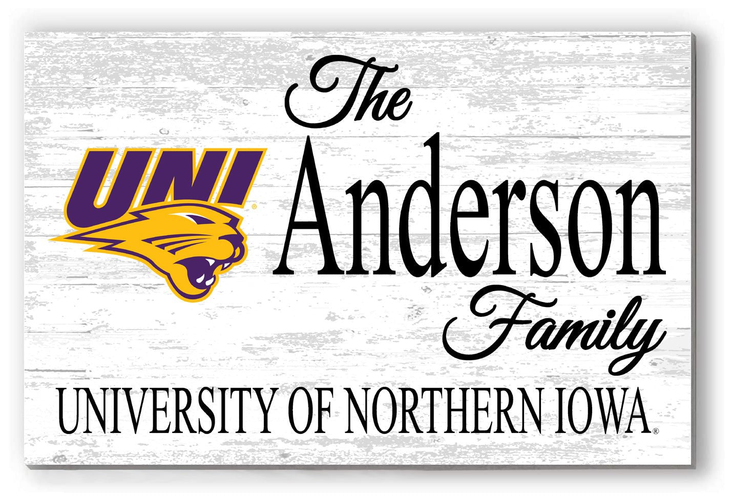 Custom UNI Family Name Sign β Personalized Panthers Wall Art | Official Northern Iowa Gift for Fans, Grads & Alumni Northern Iowa Family Sign