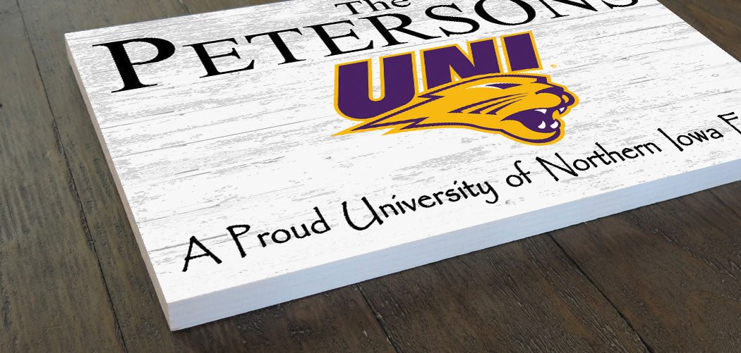 Custom UNI Family Name Sign β Personalized Panthers Wall Art | Official Northern Iowa Gift for Fans, Grads & Alumni A Proud Northern Iowa Family Sign