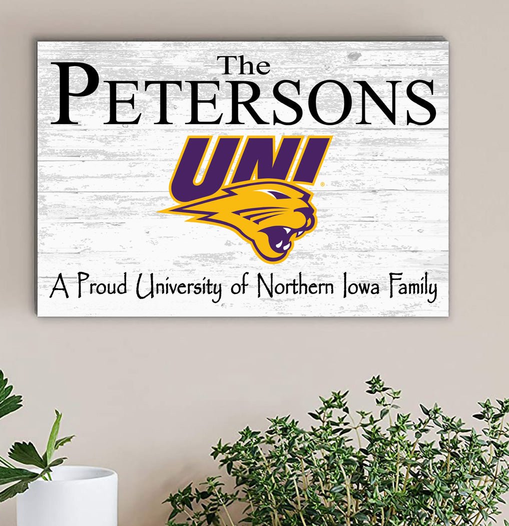 Custom UNI Family Name Sign β Personalized Panthers Wall Art | Official Northern Iowa Gift for Fans, Grads & Alumni A Proud Northern Iowa Family Sign