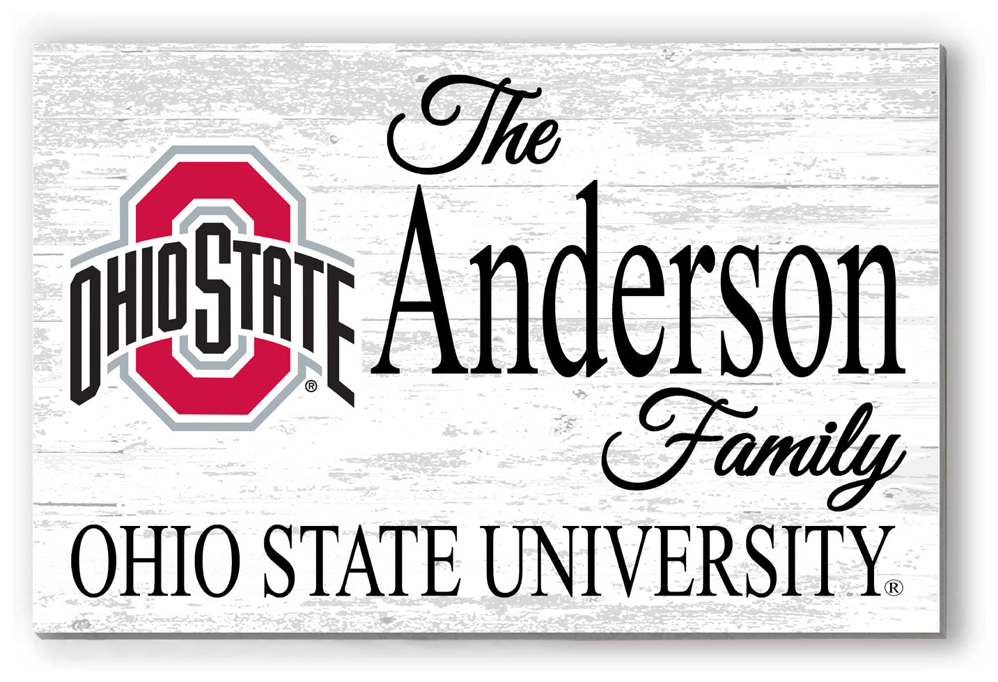 Ohio State Family Name Sign for OSU Buckeyes Alumni, Fans or Graduation Family Name