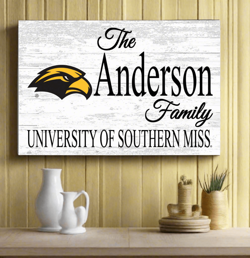 Southern Miss Family Name Sign for Southern Mississippi Alumni, Fans or Graduation Family Name